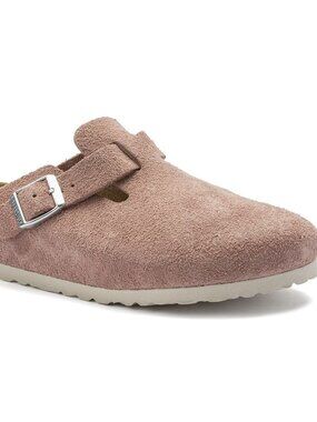 Birkenstock Boston in pink clay suede, size 38